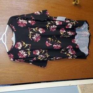 NWT LuLaRoe Flower print dress, short sleeve, High-Low hem.